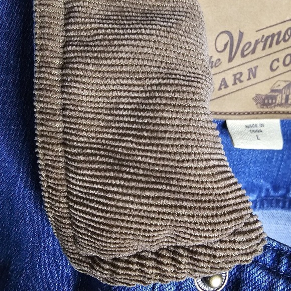 The Vermont Barn Coat Denim Corduroy Collar Womens Sz Large Outdoorsy Farm - Picture 5 of 12